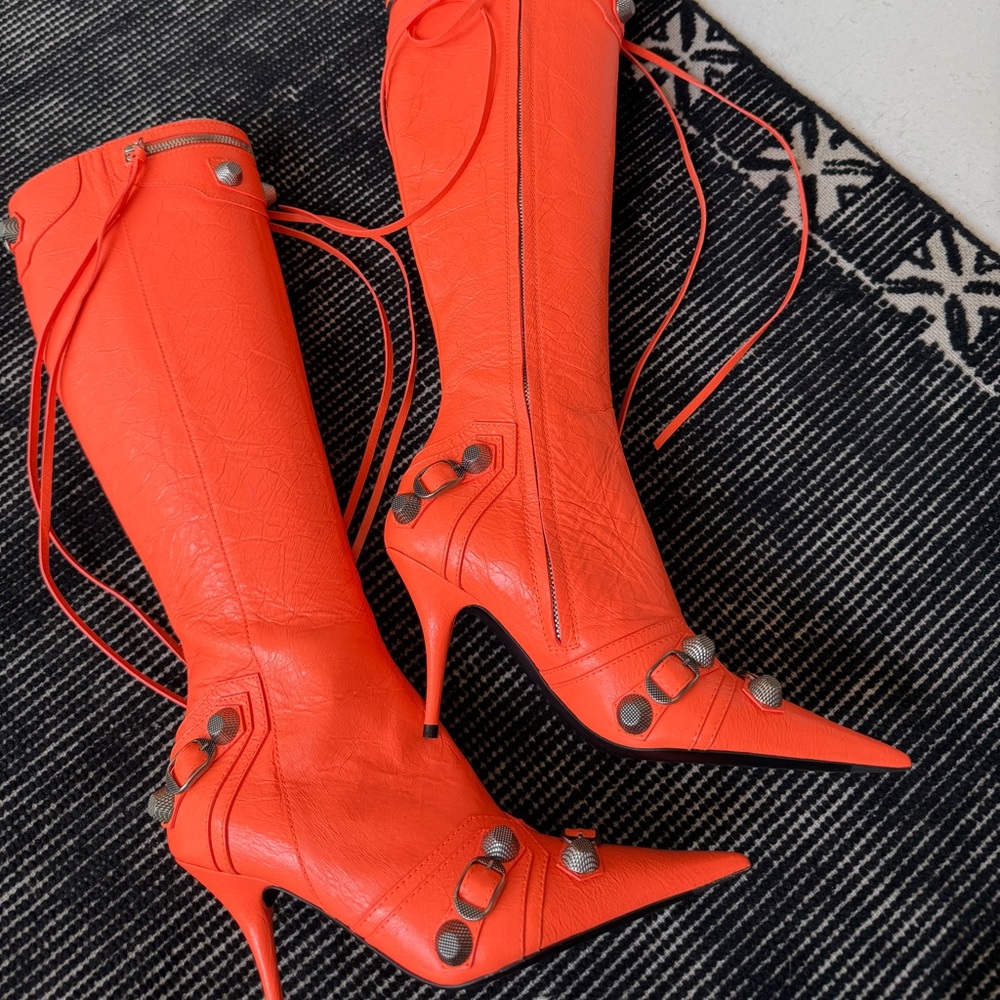 Balenciaga Vibrant Orange Heeled Boots